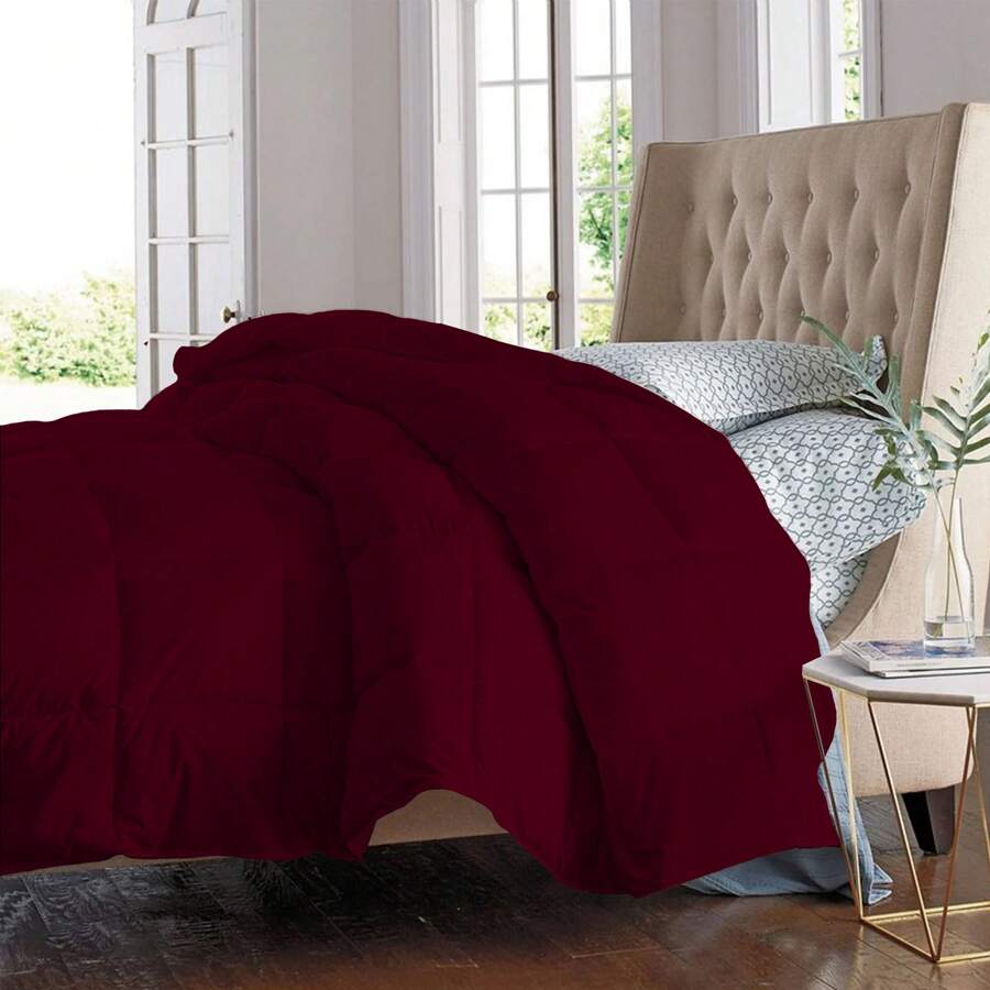 All Seasons Super Soft And Plush Down Alternative Comforter - Available In 8 Colors & 2 Sizes - 酒紅色 - 查看 1