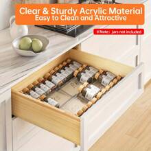Spice Drawer Organizer, Clear Acrylic Drawer Seasoning Organizer, Expandable From 11'' To 22'' Kitchen Spice Rack Organizers And Storage For Drawer (Jars Not Included)