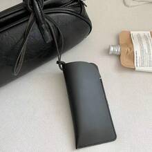 New Halter Sunglasses Pouch Necklace PU Leather High-Quality Sunglasses Storage Case Compact Solid Color Coin Purse