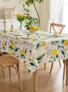 1 件春季清新亮柠檬树叶桌布，3D 竹纹理，春夏家居餐桌布，矩形桌布，适合家庭厨房、餐厅、野餐、派对、室内和室外使用 - 彩色 - 查看 2