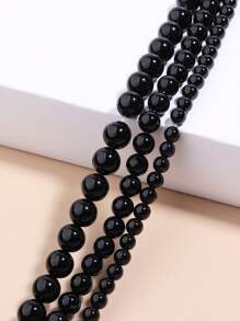 1 串黑玛瑙圆形散珠 15 英寸串 4 6 8 10 毫米挑选尺寸用于制作 DIY 手链项链的珠宝配饰 - 黑色 - 查看 4