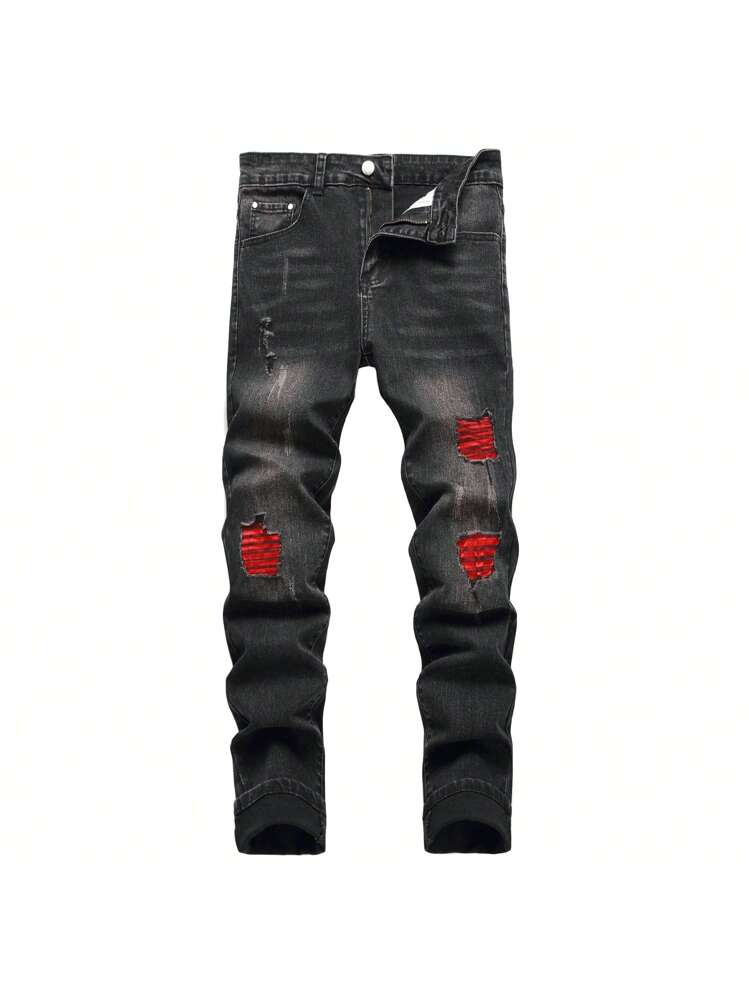 JUNBAOSS Men's Slim Fit Stretch Jeans Ripped Skinny Jeans For Men