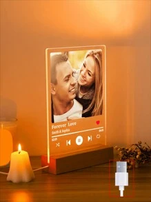 Customized Photo Acrylic LED Night Light With Printed Photo, Customized Song Name, Suitable For Friend, Family, Anniversary, Gift, Home Decor, Various Anniversary Gifts 1pc Multi-Functional, Ornamental,Reusable Exquisite,Stylish,High-Quality,Colorful,Modern Custom,Personalized,Unique Ideal Gifts, Valentine Day, Valentine Day Decor Birthday Graduation,Slow Summer Living,Warm Ambience,Fall Decor,Office Decor,Elegant Living - A Picture + Song Title - View 3