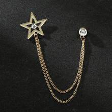 1 件韩国时尚西装胸针，时尚法式衬衫领针，链式领夹流苏星星流星符号胸针，适合女士外套