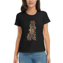 Women's Graphic Tees Merry Christmas Dog Shirt Unisex T-Shirt Short Sleeve Casual Tee Top