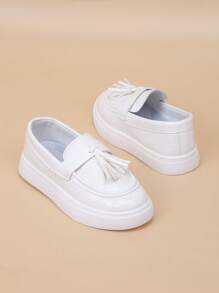 Kids' Spring & Autumn Breathable Slip-On Casual Loafer Shoes With Soft Sole - White - View 7