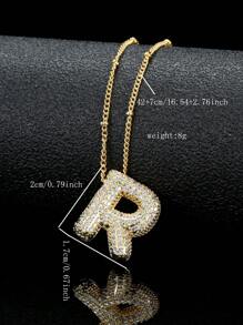 1 chiếc vòng cổ bằng đồng mạ vàng 18K thời trang có mặt dây chuyền 26 chữ cái, dành cho cả nam và nữ, phù hợp để đeo hàng ngày - Vàng - Xem 34