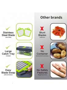 16pcs Complete Slicer Set, Multi-Functional Kitchen Vegetable Chopper For Making Salad, Includes Handle Food Grater, Vegetable Slicer, Container Knife, Onion Chopper With Interchangeable Blades, Home Party Holiday Kitchen Tool - Multicolor - View 6