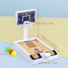 1pc Mini Desktop Basketball Shot Game (Color & Pattern Random), Finger Flick Basketball Hoop, Miniature Basketball Court Decor