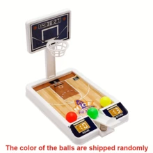 1pc Mini Desktop Basketball Shot Game (Color & Pattern Random), Finger Flick Basketball Hoop, Miniature Basketball Court Decor