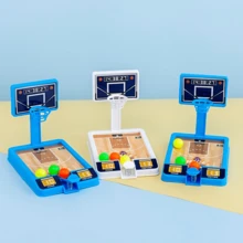 1pc Mini Desktop Basketball Shot Game (Color & Pattern Random), Finger Flick Basketball Hoop, Miniature Basketball Court Decor