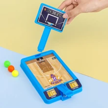 1pc Mini Desktop Basketball Shot Game (Color & Pattern Random), Finger Flick Basketball Hoop, Miniature Basketball Court Decor
