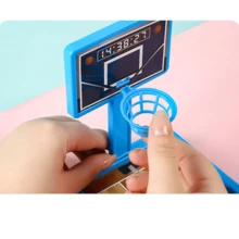 1pc Mini Desktop Basketball Shot Game (Color & Pattern Random), Finger Flick Basketball Hoop, Miniature Basketball Court Decor