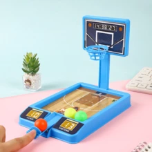 1pc Mini Desktop Basketball Shot Game (Color & Pattern Random), Finger Flick Basketball Hoop, Miniature Basketball Court Decor