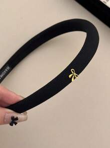 5/1pc Retro Bow Headband, Elegant Solid Color Sponge Bow Hair Band Suitable For Everyday Commute, Makeup, Washing Hair, Casual Outing
