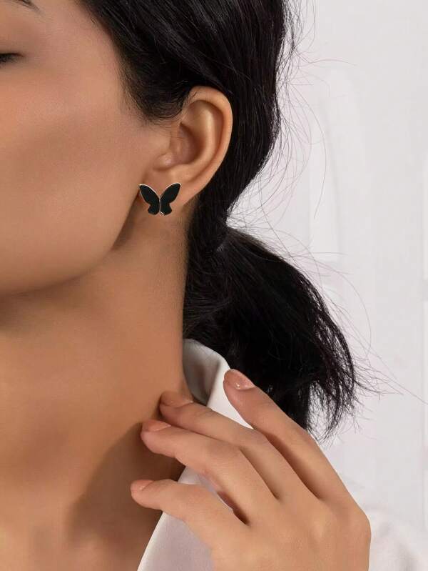 Pendientes de mariposa de plata 925, diseño minimalista y elegante, estilo vintage delicado, versátil y dulce, apropiado para niñas