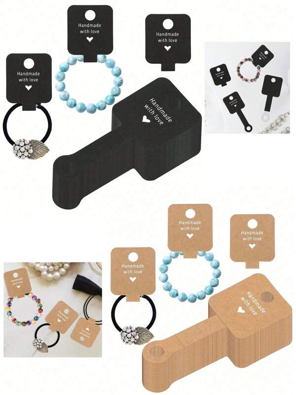 30_50_100pcs-Earring Display Card Black Jewelry Bracelet Display Card Kraft Paper Jewelry Display Necklace, Bracelet, Ankle Bracelet, Hair Ring, Jewelry Hanging Tag.