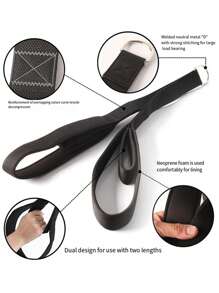 1 Pc Double Loop Handle Arm Strength Training Resistance Band, Muscle Building Bicep Curl Pull Down Strap Fitness Equipment Accessory - Black - View 5