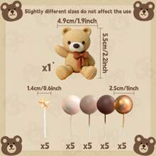 Roaring Good Time Brown Bear Cake Topper, Mocha Brown Ball Cake Decor, Boho Style Little Bear Cake Decoration, Gender Reveal Party Birthday Cake Topper, Valentine's Day Cake Decor - Multicolor - View 14