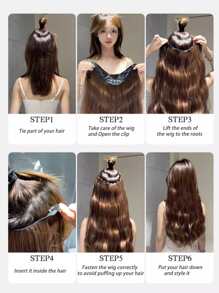 1 pièce Perruque synthétique résistante à la chaleur, ondulée profonde, cheveux bruns de 24 pouces, pièce de cheveux de haute qualité pour usage quotidien