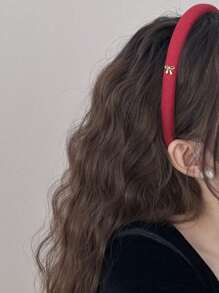 5/1pc Retro Bow Headband, Elegant Solid Color Sponge Bow Hair Band Suitable For Everyday Commute, Makeup, Washing Hair, Casual Outing