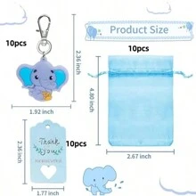 30 件/套，可爱的大象钥匙扣，适合性别揭晓、生日和淋浴派对 - 完美的派对礼物，包装内含 10 个大象钥匙扣、10 个透明纱线袋和 10 个感谢牛皮纸标签吊牌，共 30 件 - 30pcs/set - 查看 4