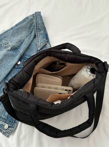 Women's Fashion Casual Tote Bag, Shoulder Bag, Crossbody Bag, Minimalist & Lightweight, Suitable For Daily Use, Tote Bags For Women, College Essentials - Black - View 8