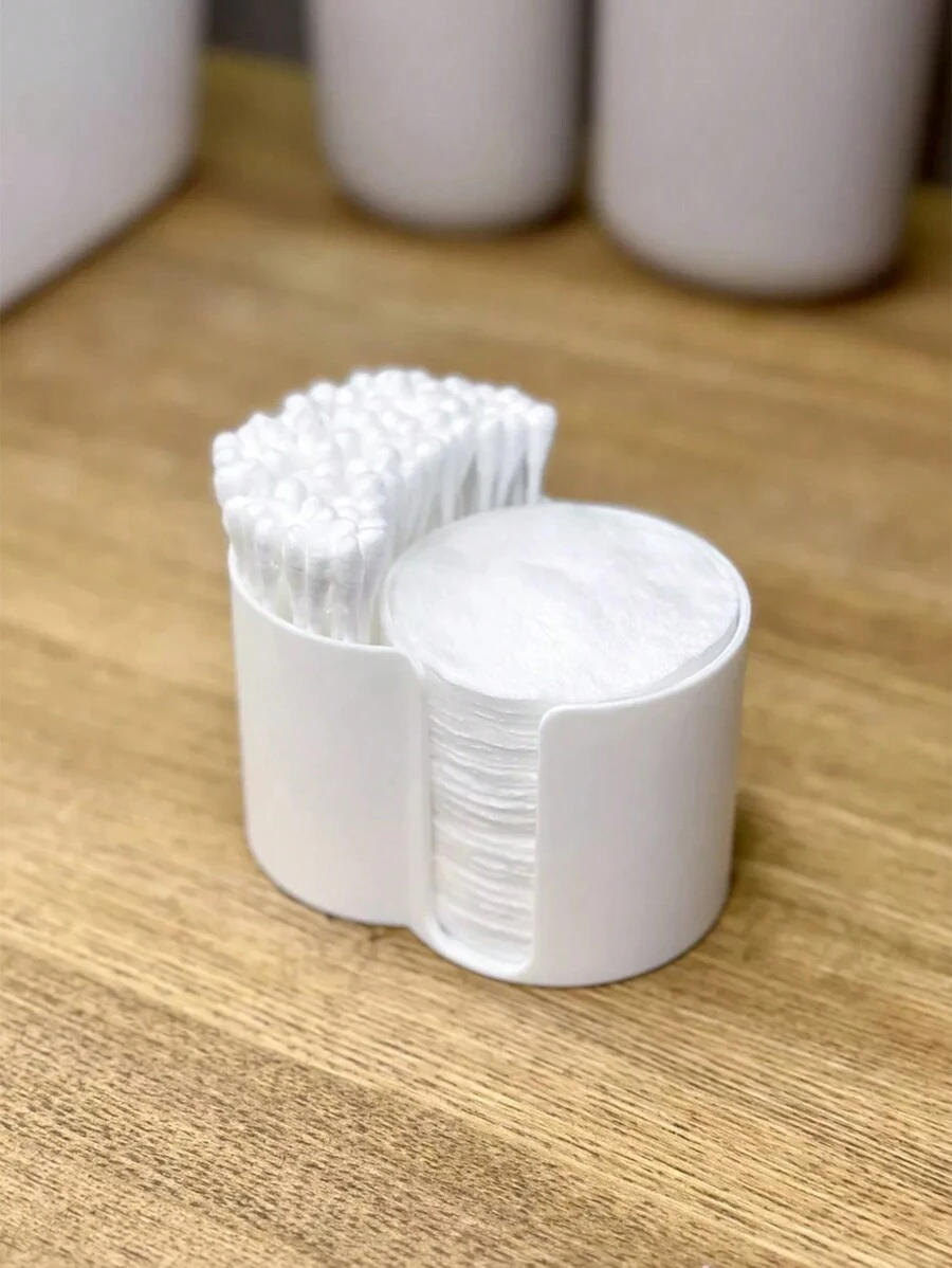 1pc Swab/Round Pad Storage Dispenser, Makeup Round Pad Storage Jar, Dental Floss Box Container 2 Compartment Bathroom Countertop Dressing Table,For Holiday Beach, Bathroom Collection, Bedroom Collection, Large Capacity