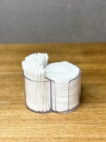 1pc Swab/Round Pad Storage Dispenser, Makeup Round Pad Storage Jar, Dental Floss Box Container 2 Compartment Bathroom Countertop Dressing Table,For Holiday Beach, Bathroom Collection, Bedroom Collection, Large Capacity - Multicolor - View 4