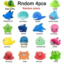 发光水池沐浴玩具套装，儿童漂浮橡胶水上玩具，儿童男孩女孩泳池浴缸淋浴玩具，圣诞节生日，浴灯，海豚玩具，男孩玩具>儿童泳池玩具 - 彩色 - 查看 7