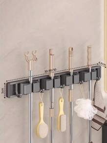 Mop And Broom Organizer Mop Holder Rack Mop Holder Wall Mounted Strong Broom Mop Holder Shelf With Hooks Organizers Hang Broom