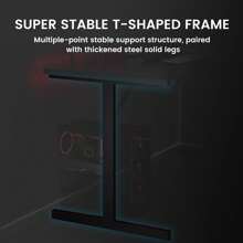 55" Large RGB Sturdy Gaming Desk With Mouse Pad T-Shaped Office Chair Computer Desk Spacious Work Surface Table, Black - Black - View 7