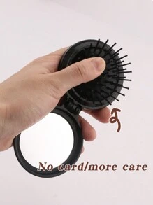 1 buah Sisir Mini Eksklusif Pernikahan Motif Bunga 26 Huruf yang Lucu, Sisir Mini Bantalan Udara yang Ringkas dan Portabel dengan Pijat Kantung Udara Lipat, Cermin Terintegrasi, Penting untuk Perjalanan dan Berkemah - Hitam - View 4