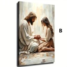 1 tấm vải canvas Chúa Jesus Christian nghệ thuật treo tường Phụ nữ trong vòng tay Chúa Jesus Hình ảnh áp phích in HD Trang trí tường cho phòng khách, Khung gỗ có khung/Không có khung - Nhiều màu - Xem 19