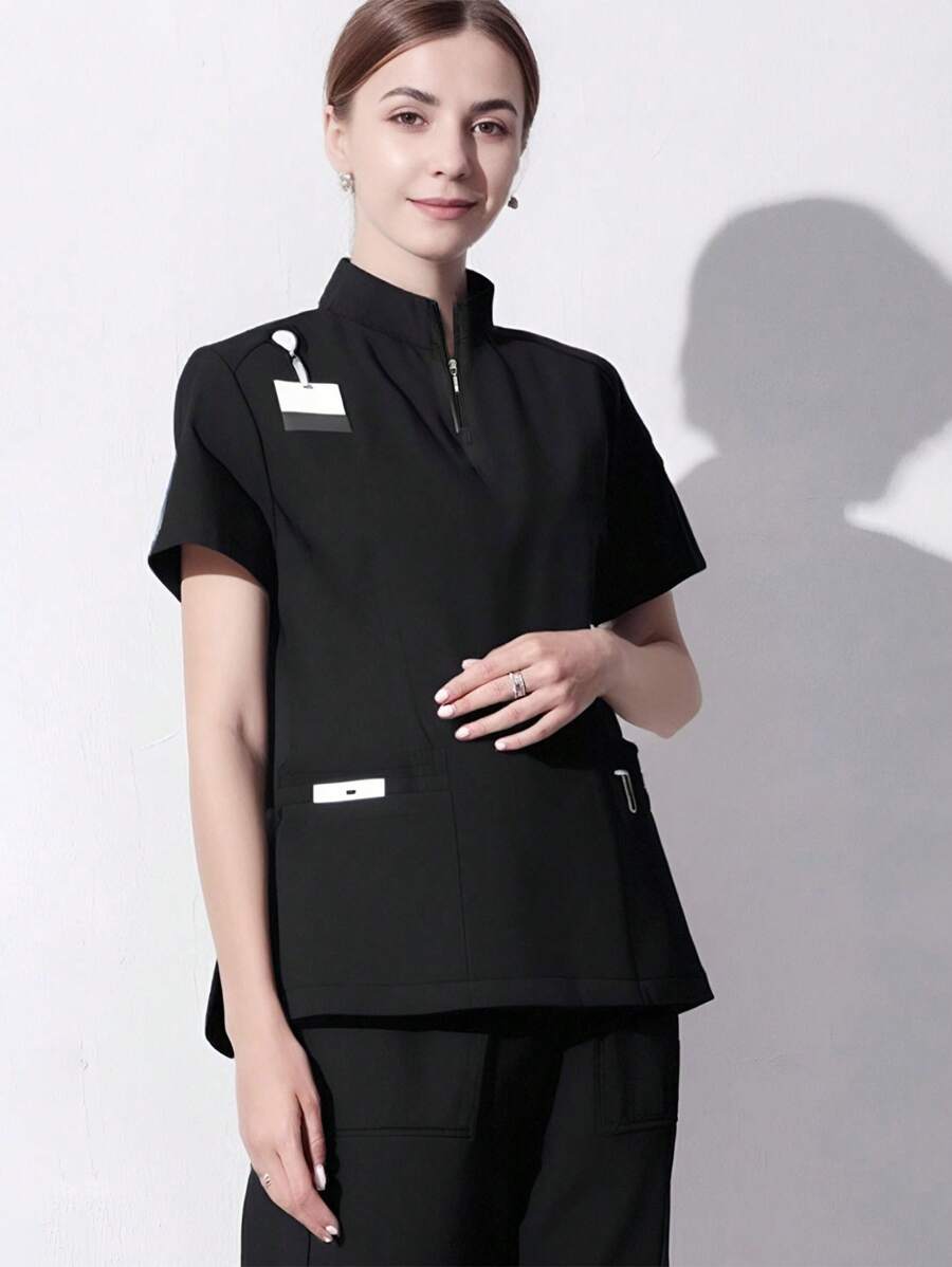 Conjunto de Uniforme de Enfermera, Uniformes de Trabajo Para Enfermeras - Negro - Ver 1