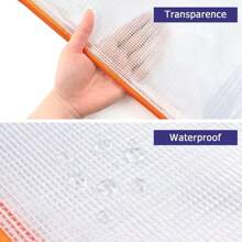 Mesh Zipper Pouch Waterproof Plastic Document Pouch Multipurpose For Travel Storage Office Appliances Home Organize Bags