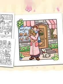 1pc Girls' Moment Adult & Teen Coloring Book - Comfortable Daily Relaxation Activity - Warm Space Themed - Perfect Gift For Solo Leisure And Friends,Back To School,School Supplies