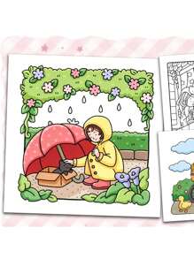 1pc Girls' Moment Adult & Teen Coloring Book - Comfortable Daily Relaxation Activity - Warm Space Themed - Perfect Gift For Solo Leisure And Friends,Back To School,School Supplies