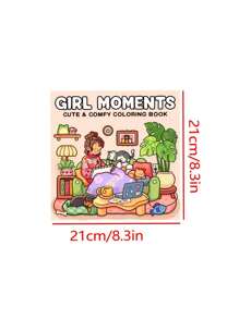 1pc Girls' Moment Adult & Teen Coloring Book - Comfortable Daily Relaxation Activity - Warm Space Themed - Perfect Gift For Solo Leisure And Friends,Back To School,School Supplies