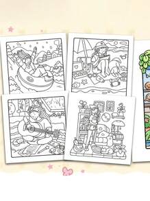 1pc Girls' Moment Adult & Teen Coloring Book - Comfortable Daily Relaxation Activity - Warm Space Themed - Perfect Gift For Solo Leisure And Friends,Back To School,School Supplies