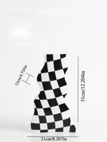 1pc/Memphis Checkerboard Ceramic Vase Soft Home Decoration Ornaments (Random Packaging And Delivery) - Multicolor - View 5