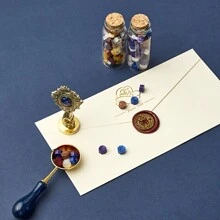1pc Wax Seal Stamp Kit Envelope Sealing Wax With Box, Creative Star Wax Seal Beads, 3 Wax Seal Stamp, Wax Seal Metallic Pen And Envelope, Wax Seal Kit For Gift And Decoration
