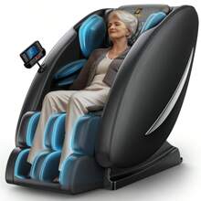 BILITOK Massage Chair Recliner With Zero Gravity, Full Body Massage Chair With Heating, Bluetooth Speaker, Airbags, Foot Roller, Touch Screen, Space-Saving For Office,Faux Leather (Black) - Black - View 1