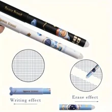 Set di 8 penne cancellabili creative da 0,5 mm con design di astronauta, animale, panda, unicorno, con inchiostro blu, anima cancellabile, manico lavabile, forniture per ufficio e articoli di cartoleria per il ritorno a scuola