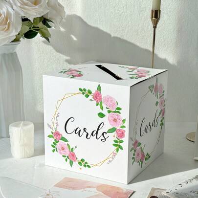 1pc Wedding Card Box With Slot, Cardboard Gift Card Box For Wedding Reception, DIY Wedding Envelope Money Card Box For Party Graduation Baby Shower Birthday Decorations Gifts Party Decorations Bachelorette Summer Beach Back To School School Supplies Room Decor