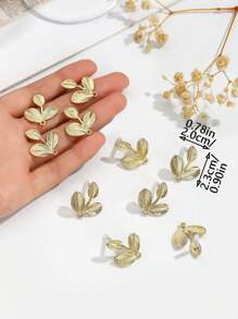 8 piezas Pendientes de botón con diseño geométrico de hoja chapado en oro, accesorios de joyería DIY, piezas geométricas electrolíticas de al por mayor