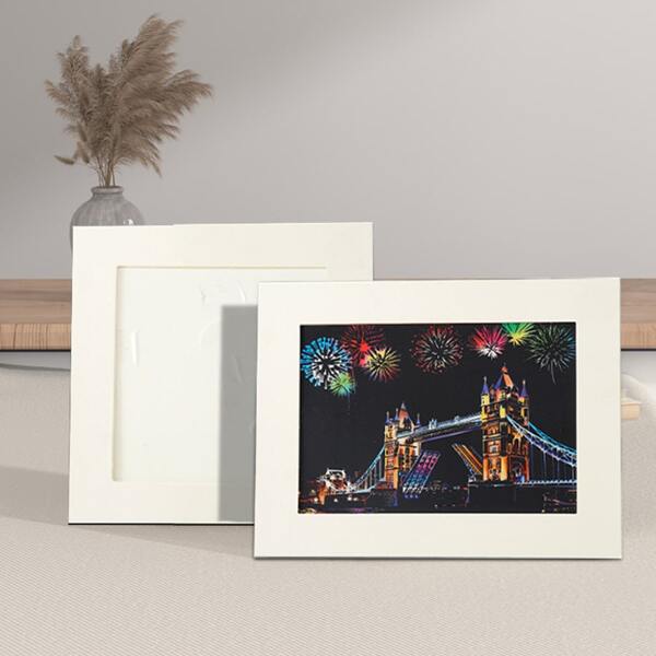 1pc/5pcs Creative Diamond Painting DIY Paper Photo Frame, A5 Scratch Painting Paper Photo Frame For Hanging Wall Photo Display, Handmade Framed Wall Decoration