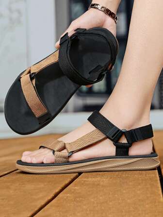 New Men's Sports Sandals, Soft And Comfortable Woven Upper, Dual Adjustable Straps, EVA Dual-Layer Anti-Slip Outsole, Fashionable And Lightweight Men's Beach Sandals For Casual, Outdoor, Beach, Swimming, Travel And Holiday Wear