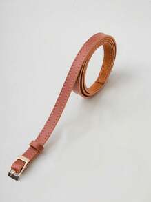 KIT 2 CAROLA Women's Belt Gold Metal Synthetic Leather Minimalist Fashion Blogger Unisex Daily Use Simple Casual 2024 Popularity Beautiful Season Black White Brown Caramel Pink Current Size Stitched Occasional Versatile Decorative Vintage - 普雷托焦糖 - 查看 4