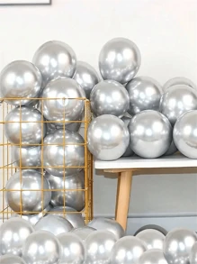 10/20/30/40/50/60 个 5 英寸迷你金属银气球，充气至 5 英寸金属银气球，婚礼派对生日派对周年纪念新年情人节感恩节装饰品 - 金屬銀 - 查看 3